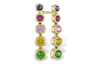 A310-26453: EARR .60 TW MULTI-COLOR SAPPH & GREEN GARNET