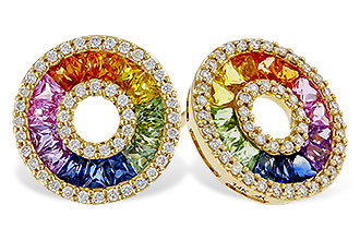 A311-11853: EARRINGS 2.10 MULTI-COLOR SAPP 2.37 TGW