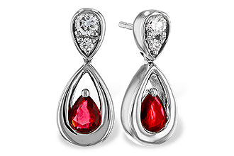 A311-11862: EARRINGS .40 RUBY .52 TGW (4x3 RUBY)