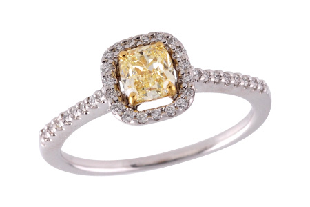 D309-27307: LDR .77 FANCY LGT YELL DIA .95 TW (GIA1279297180)