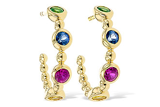 E312-00007: EARR .68 TW MULTI-COLOR SAPPH & GREEN GARNET