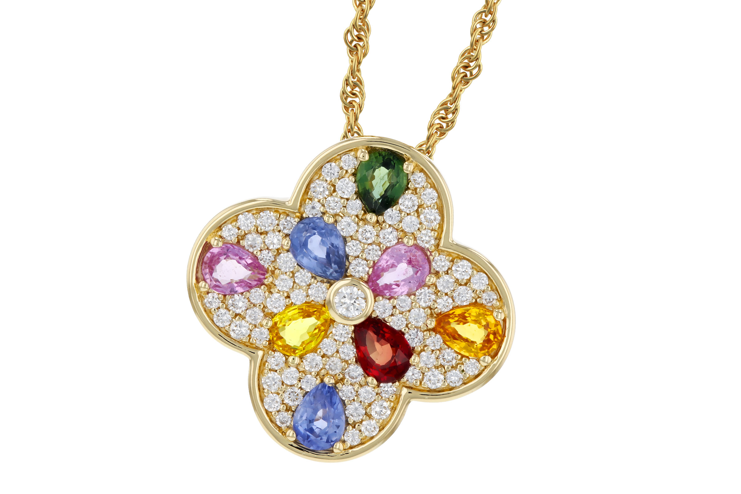 F312-02771: NECKLACE 1.40 MULTI-COLOR SAPPH 1.82 TGW