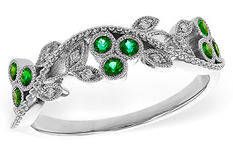 G311-17280: LDS WED RG .17 EMERALD TW .23 TGW