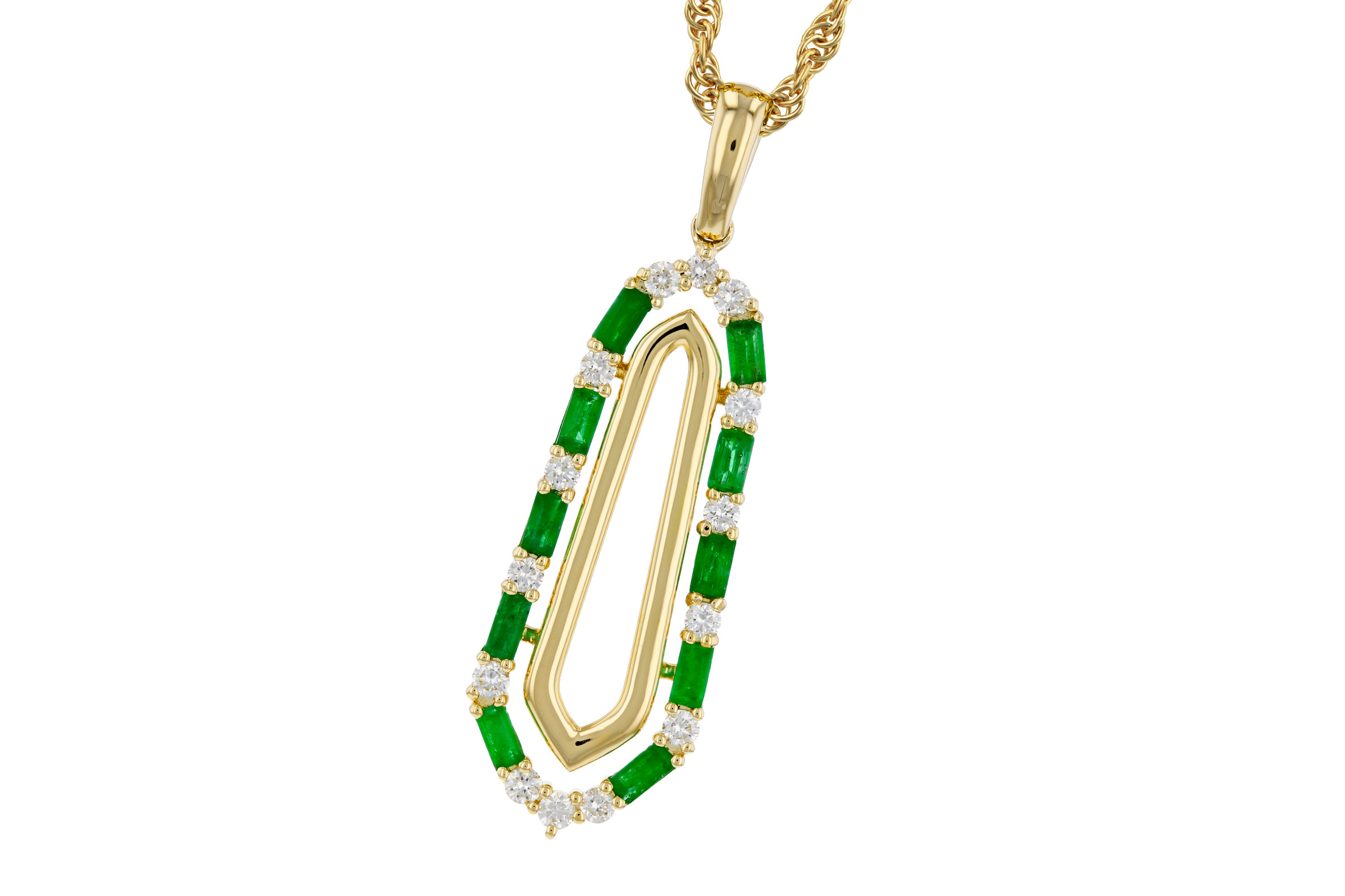 H312-02771: NECKLACE .44 TW EMERALD .64 TGW