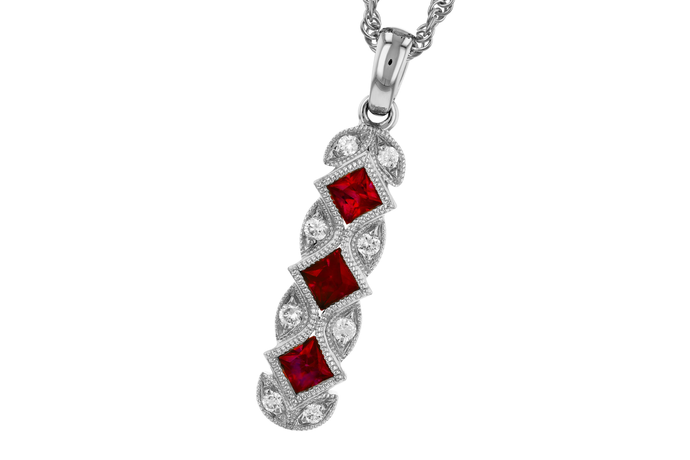 K312-00952: NECKLACE .55 TW RUBY .64 TGW