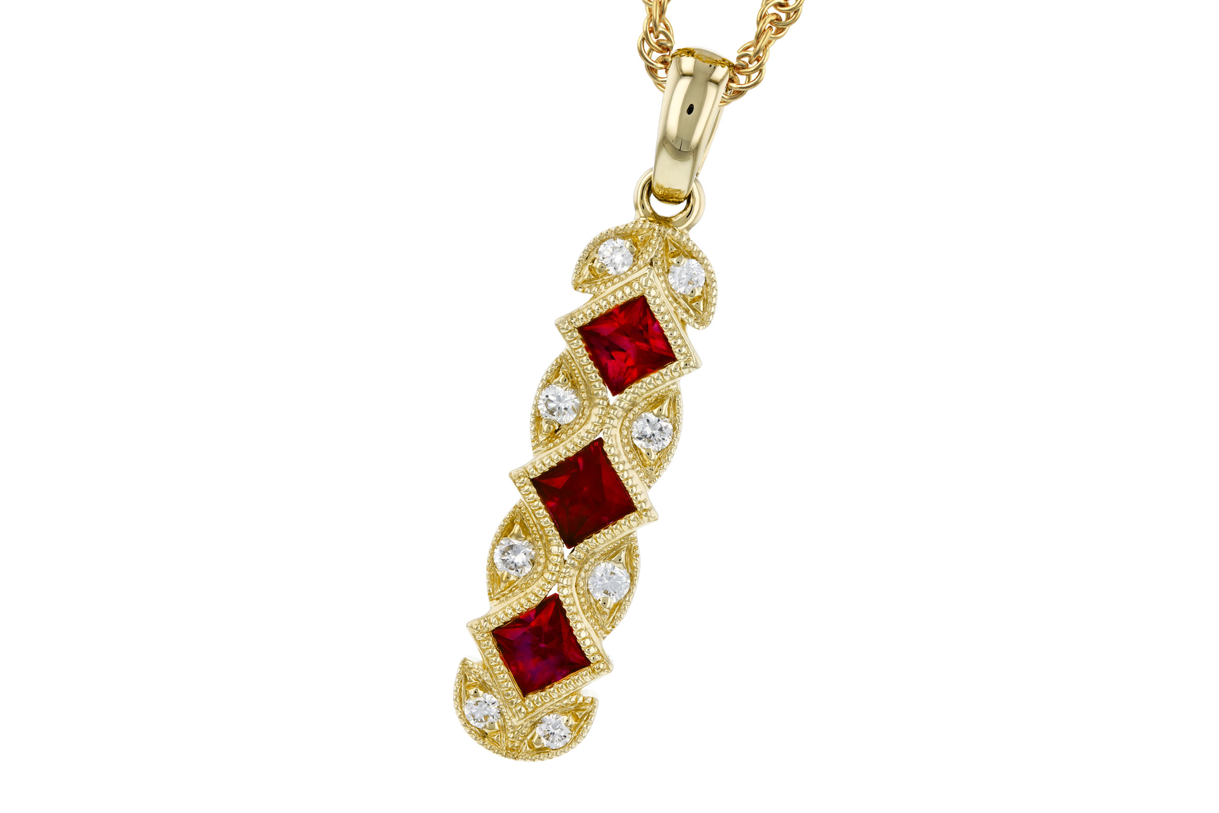 K312-00952: NECKLACE .55 TW RUBY .64 TGW