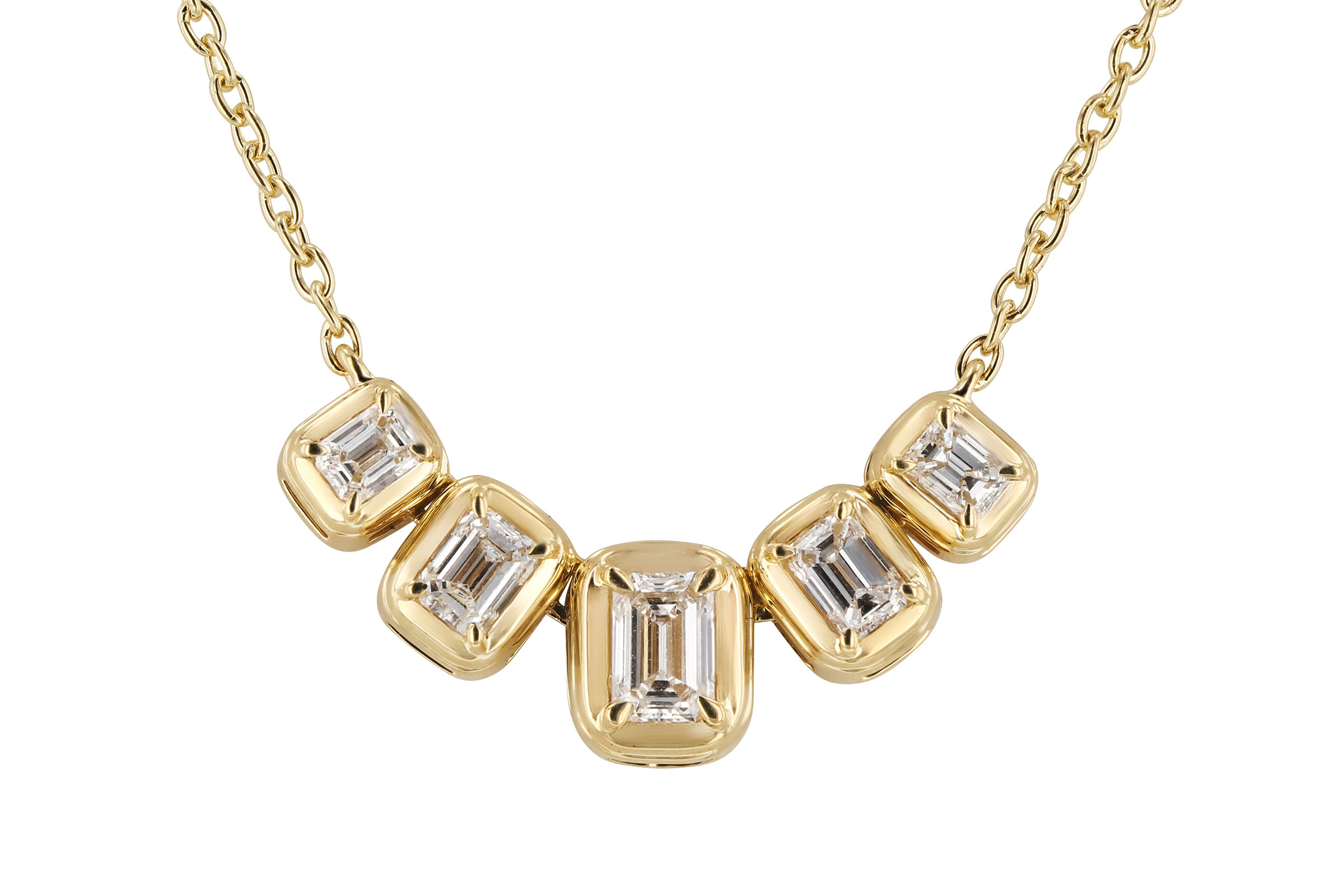 K312-02743: NECKLACE .87 TW EMERALD CUT DIA (18")